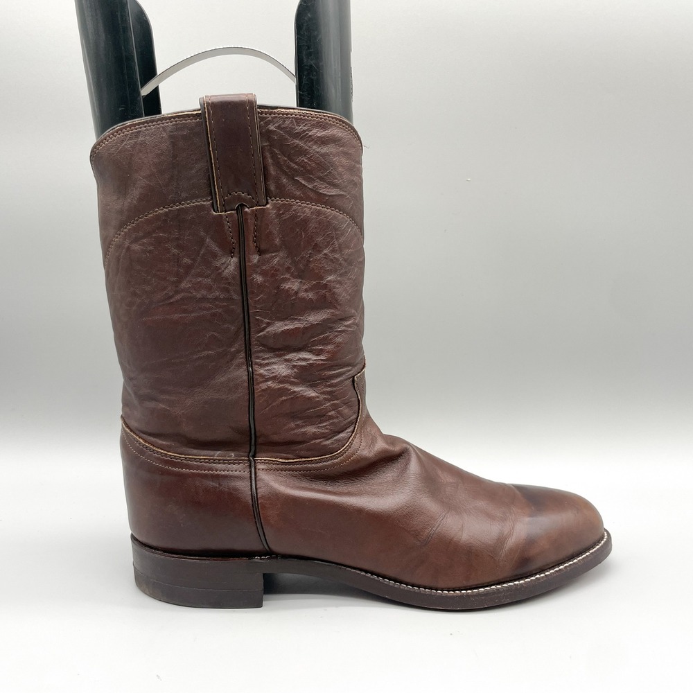 Justin Mens 10 D Classic Roper Western Cowboy Boots Brown Marbled Cowhide USA